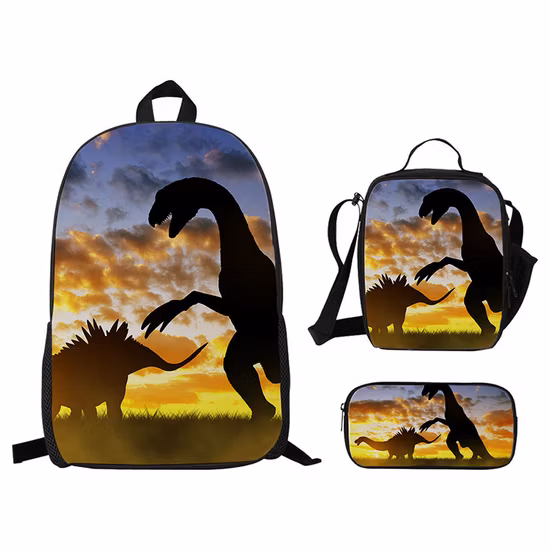 Backpack Portable Zippered Lunch Box with Handle Pencil Bag